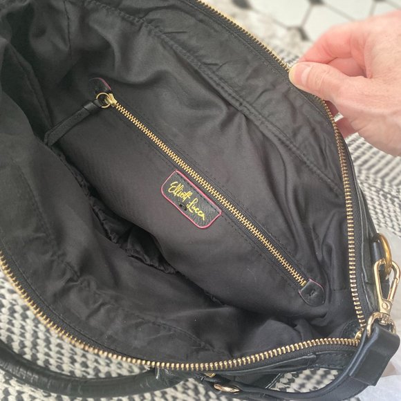 ELLIOT LUCCA Black Leather Bag W Crossbody Strap EXC - Picture 6 of 8